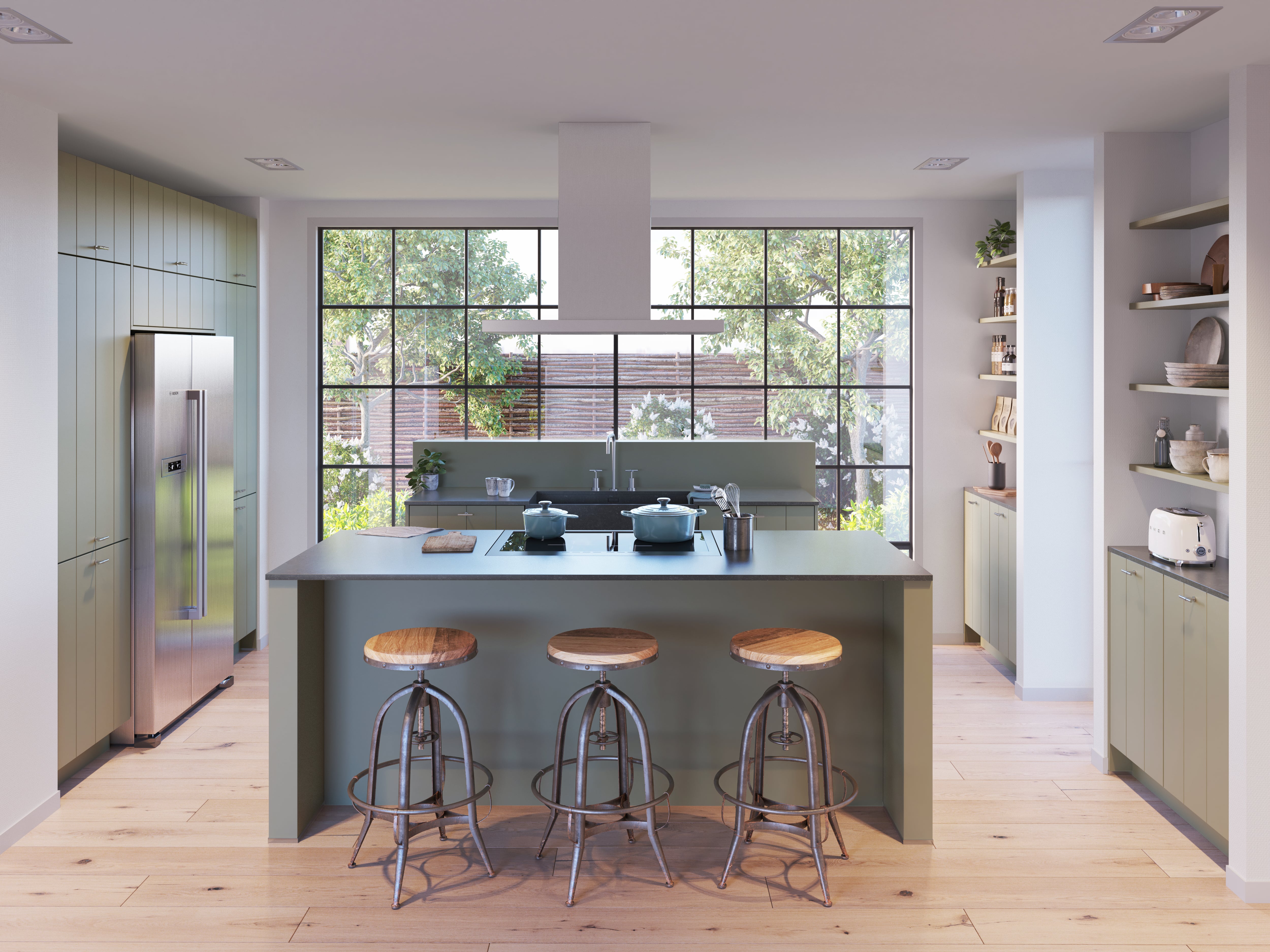 Keuken met kookeiland Olympia olijfgroen