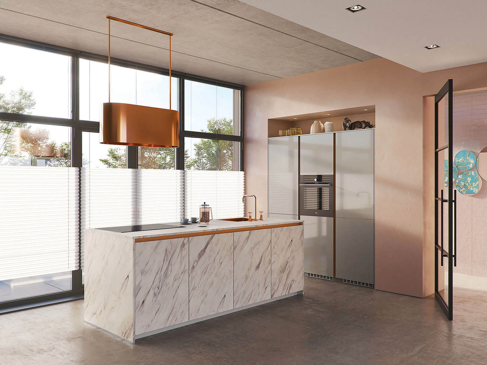 Design afzuigkap koper - Atlas Marmer Platinagrijs
