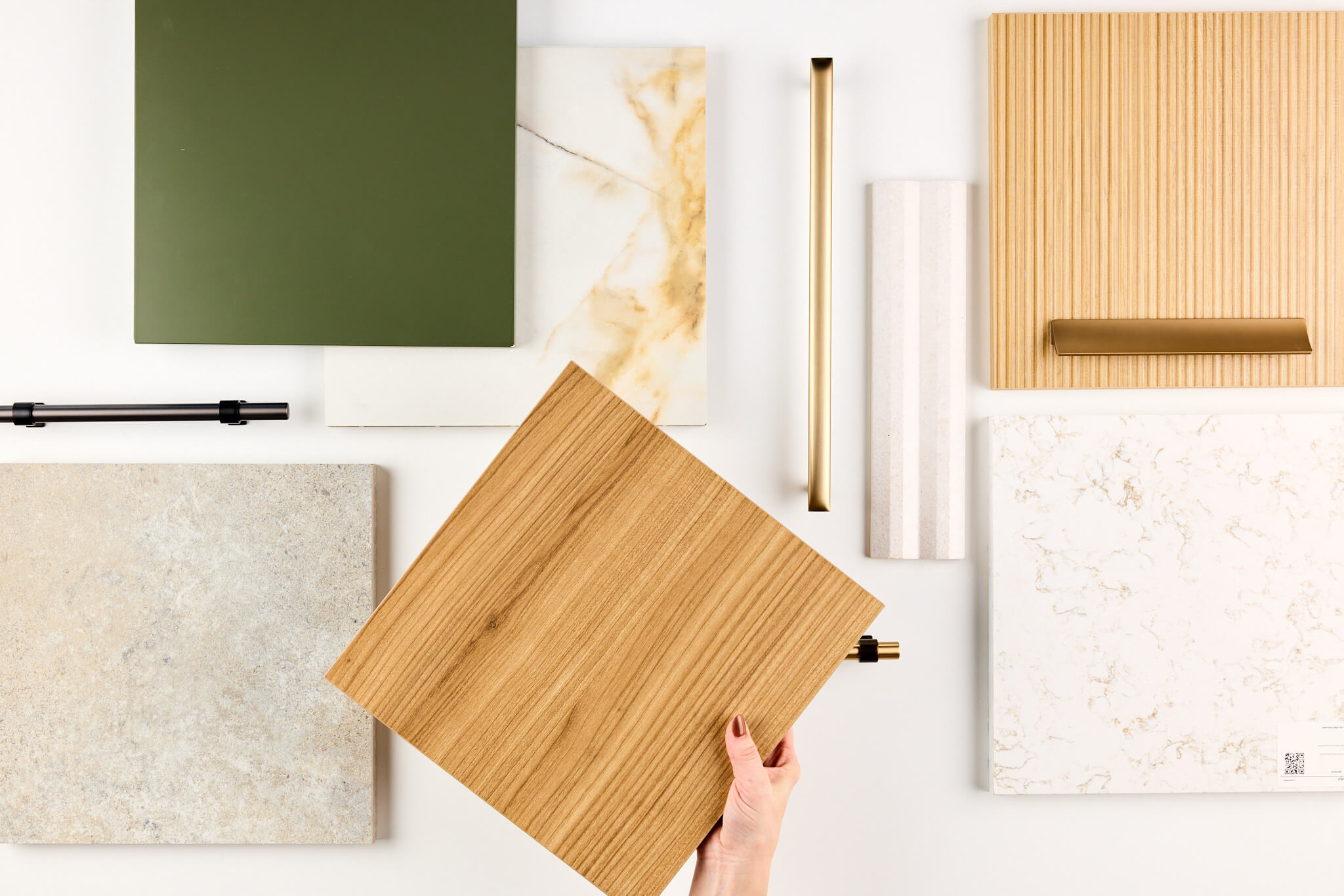 Moodboard voor keuken met houttinten