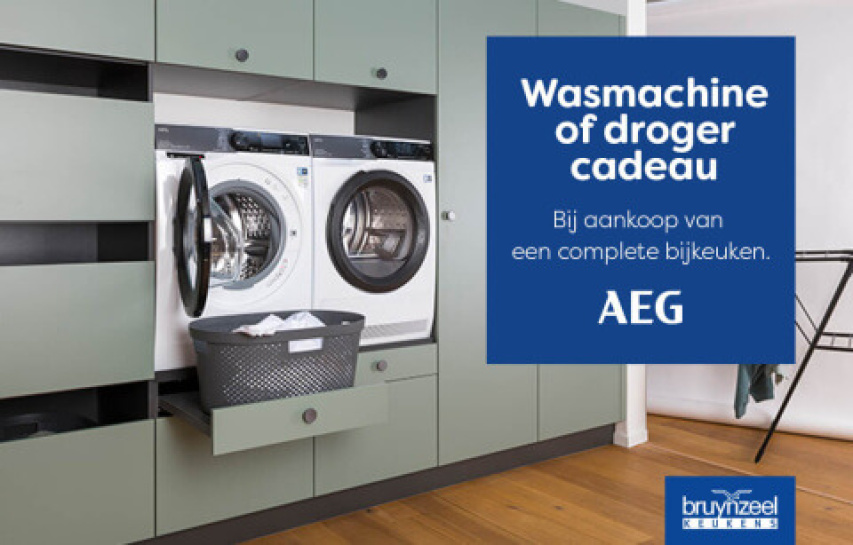 Wasmachine of droger cadeau bij aanschaf van een complete bijkeuken.