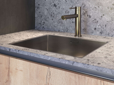 Keuken Gun metal spoelbak en kraan