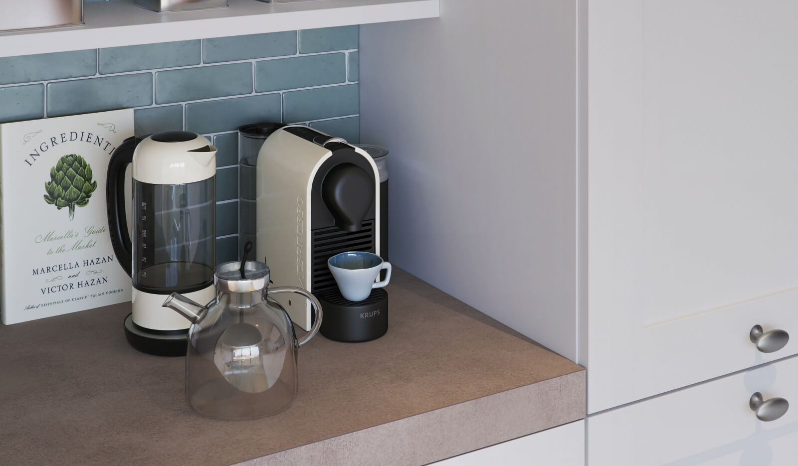 Keuken Atlas Kader wit - koffiehoek 