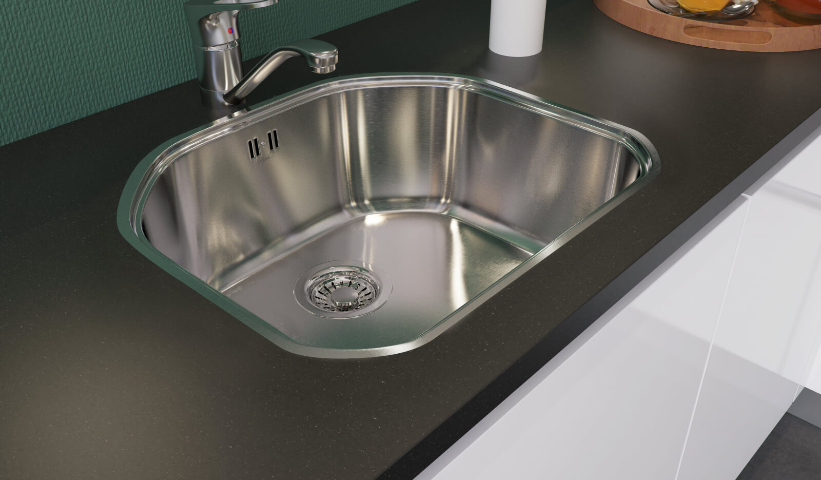 Keuken Andes wit hoogglans - RVS wasbak 