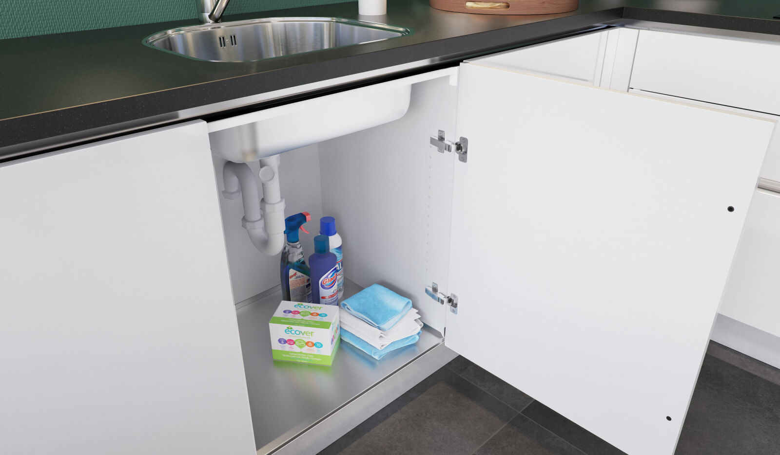 Keuken Andes wit hoogglans - opbergruimte