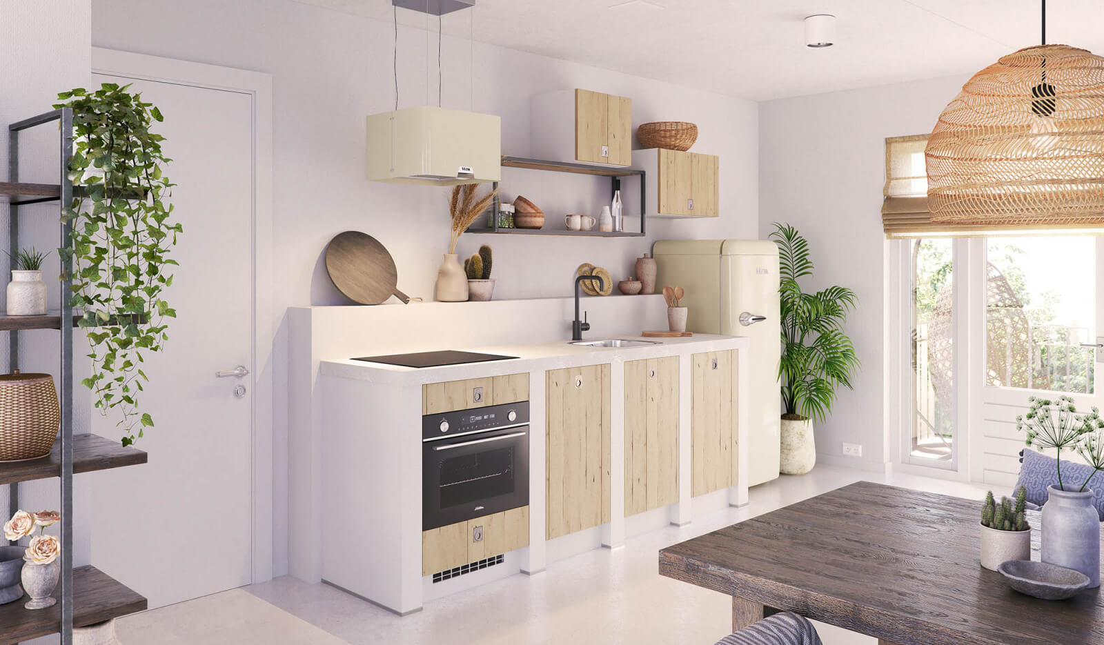 Keuken Karakter Licht Eiken - rechte keukenopstelling
