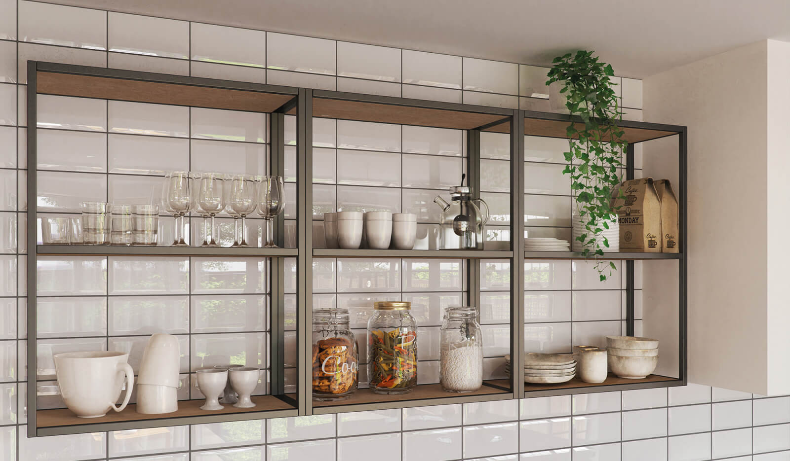 Keuken Ravenstein licht eiken en wit - open kast