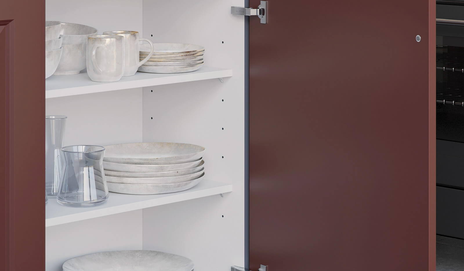Keuken Rustiek robijnrood - opbergruimte